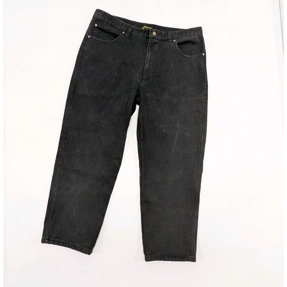 Stanley Fleece Lined Black Jeans 38x32 Straight Leg Carpenter Insulated Pants - Picture 1 of 7